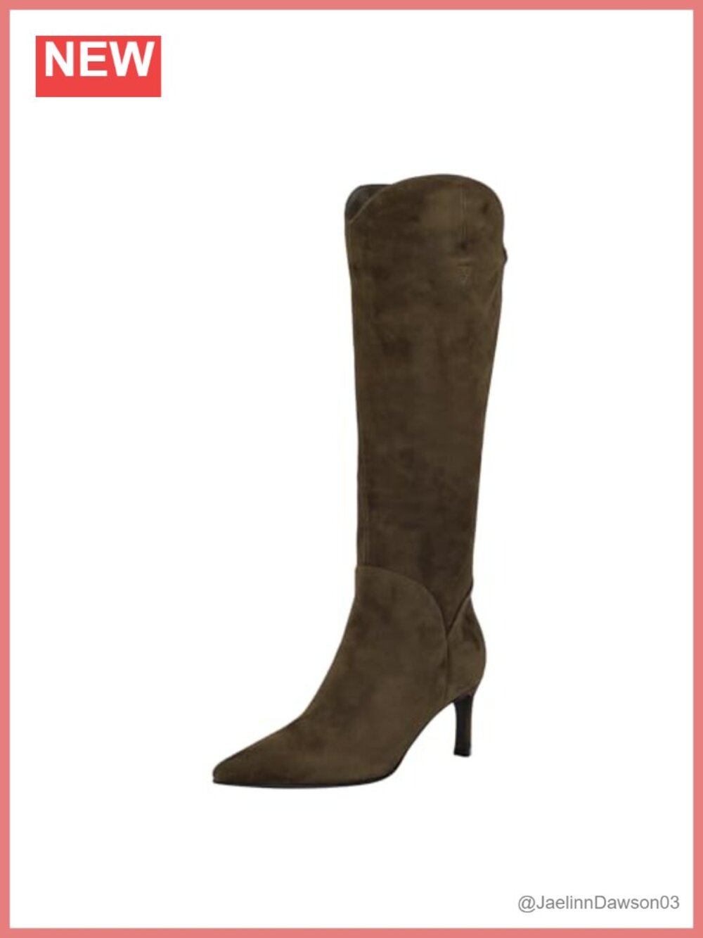 GUESS Knee High Suede Boots Stiletto Heel Zip Closure